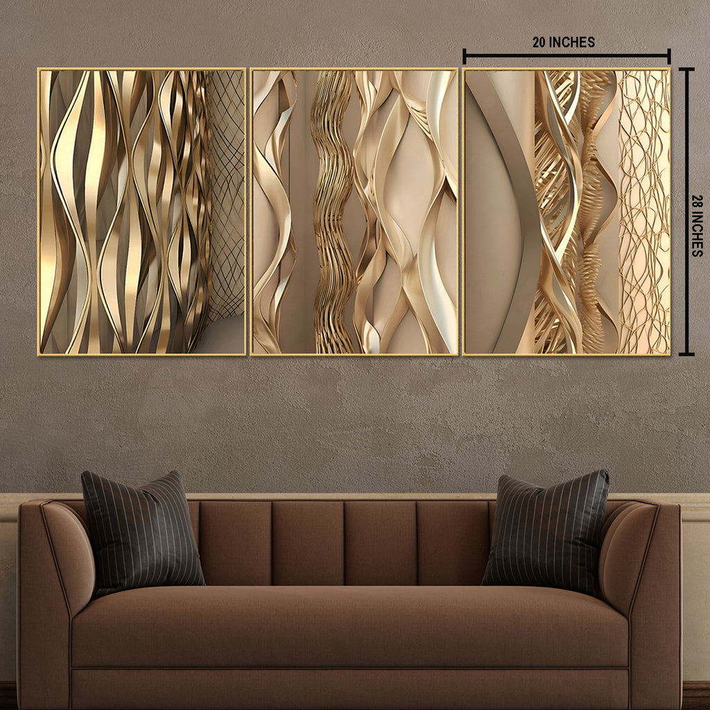 Rhythms of Texture Canvas Wall Art - Set of 3