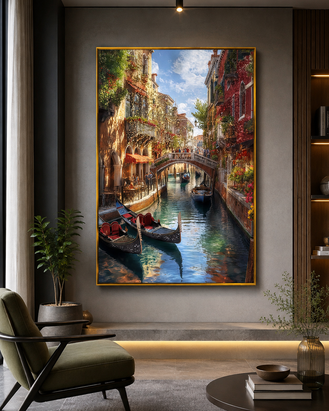 Venetian Canal Serenity Crystal Glass Painting & Wall Decoration Items