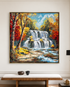 100% Handmade Wall Painting For Home (With Golden Outer Floater Frame frame) (35.5x47 Inches)
