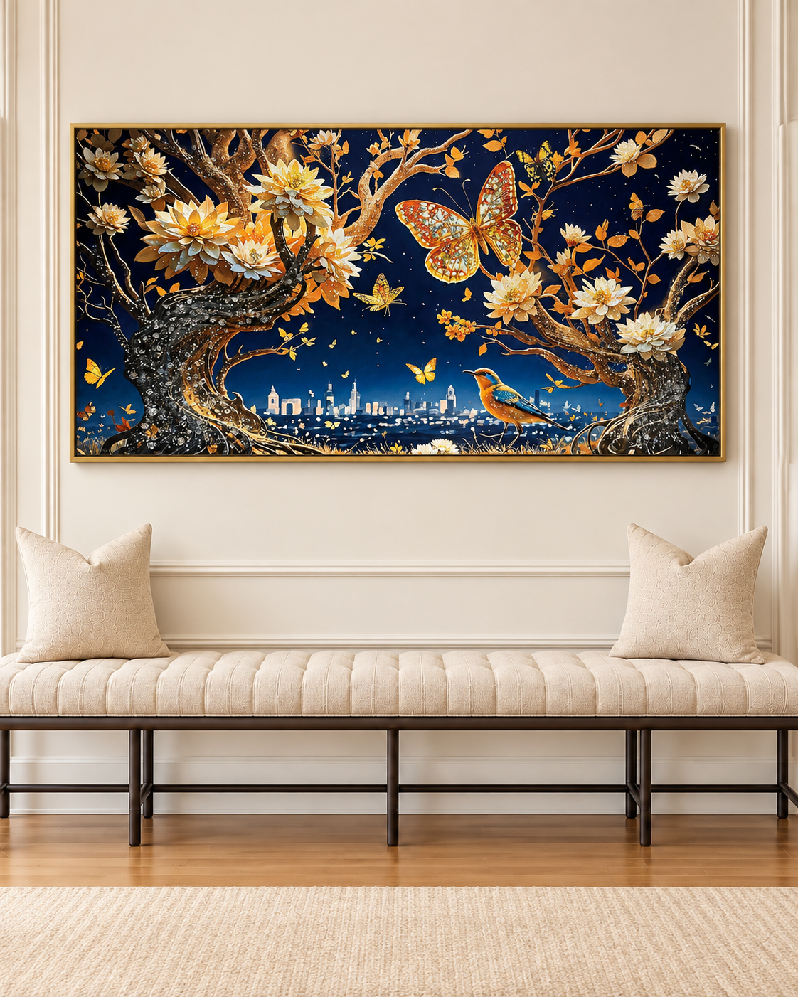 Floral Night Fantasy Crystal Glass Painting & Wall Decoration Items