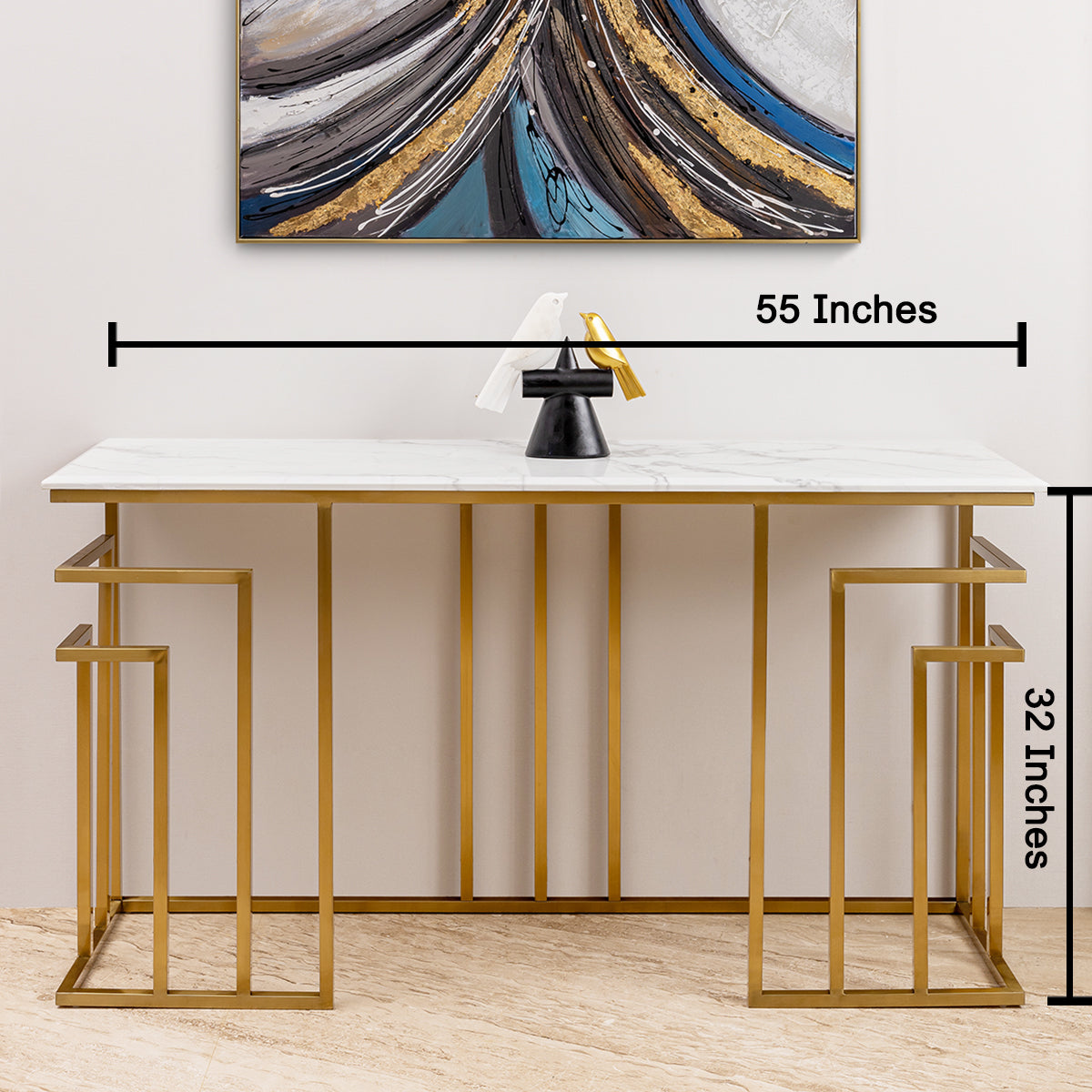 Zenith Grace Console Table For Home - Stainless Steel