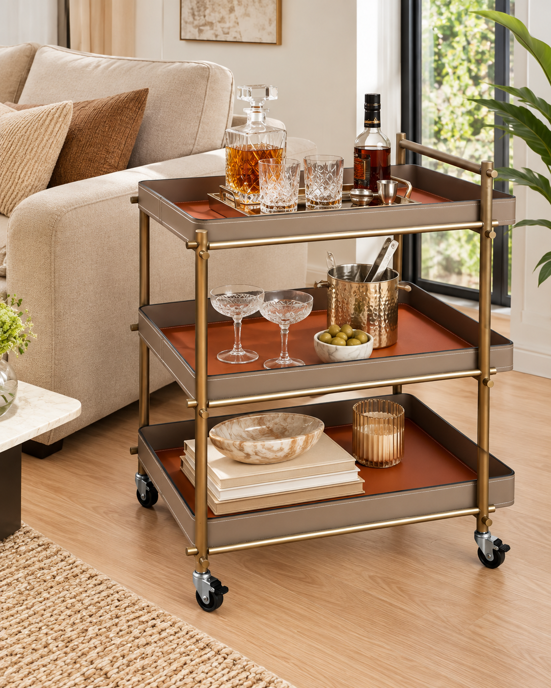 Verona Serving Bar Trolley for Home Bar & Dining Area