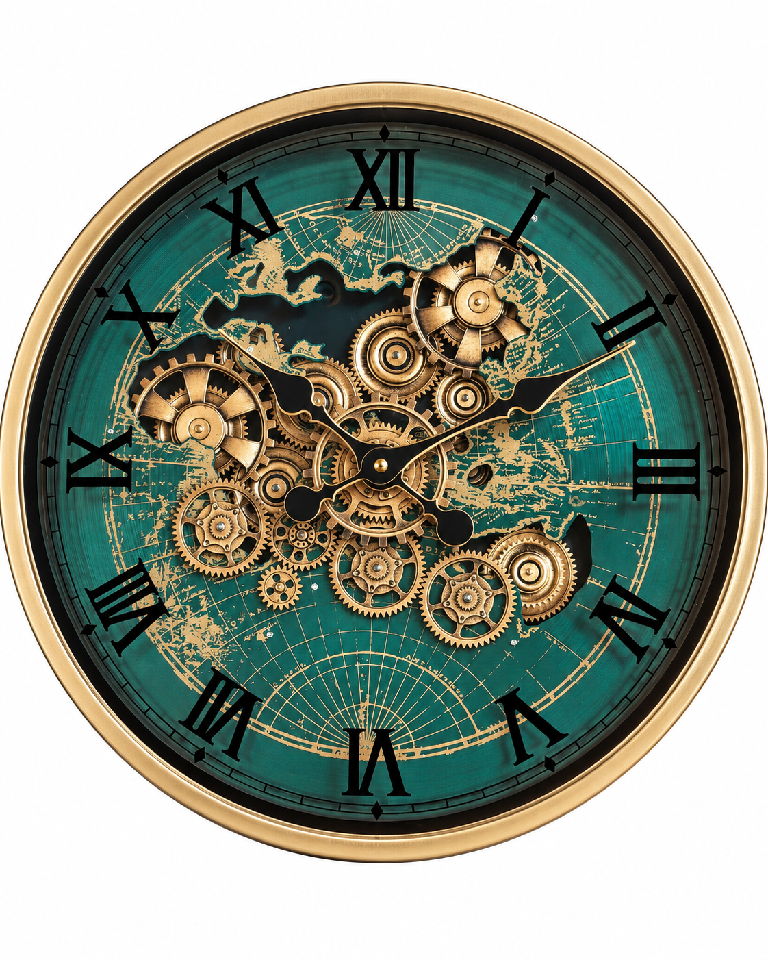 Worldline Timepiece Luxury Designer Silent Movement Wall Clock For Living Room With Moving Gear Mechanism Buy Wall Clock Online - Big (Green) (Steel Body)