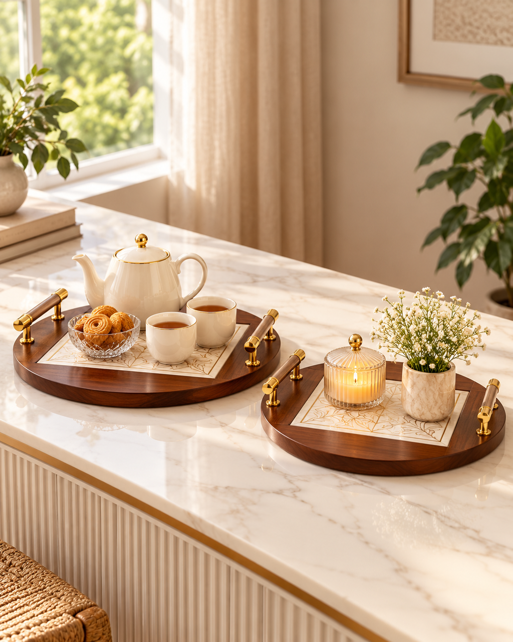 Luxe Harmony Serving Tray For Home - Set of 2