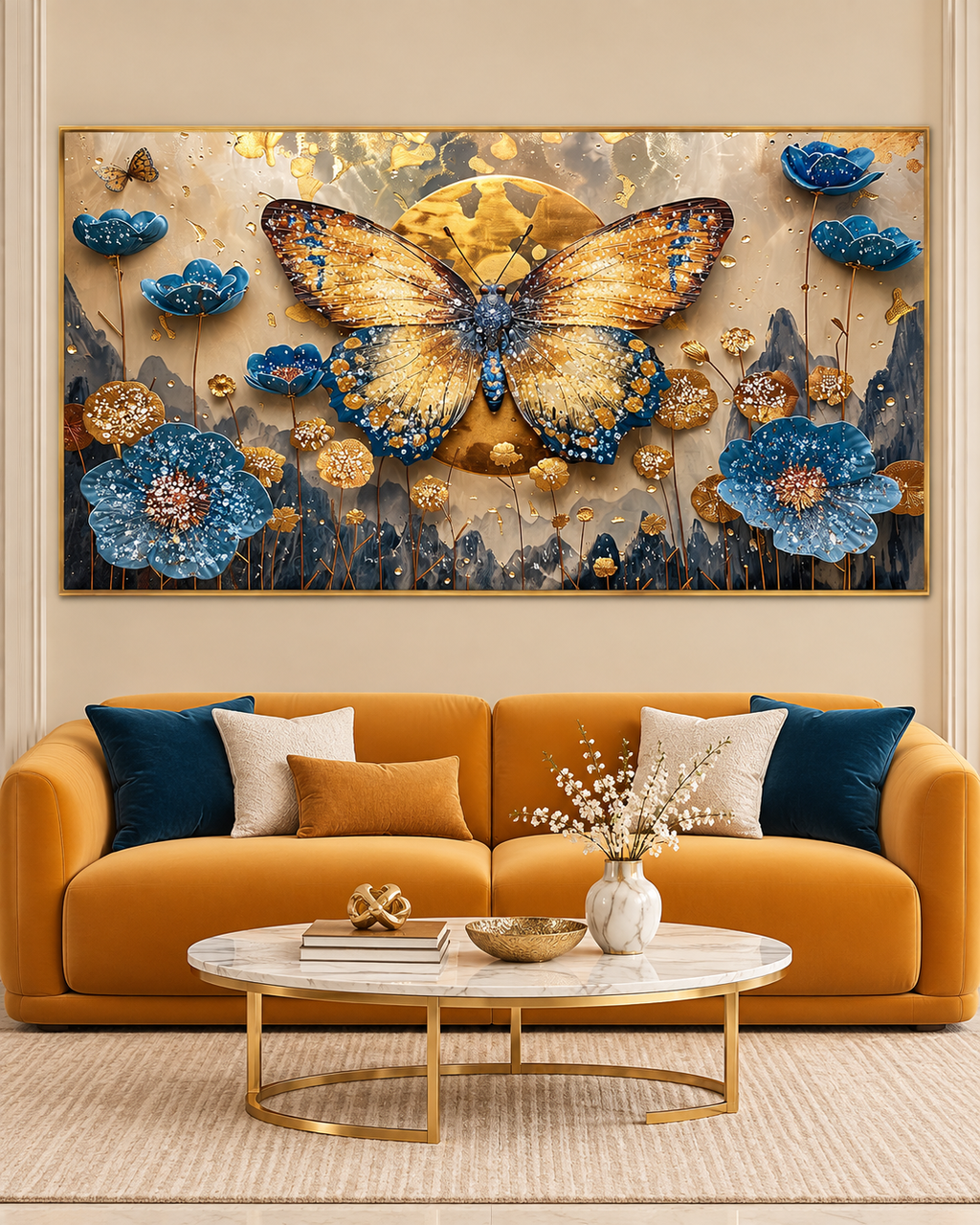 Butterfly Garden Crystal Glass Art Wall Painting For Home Décor