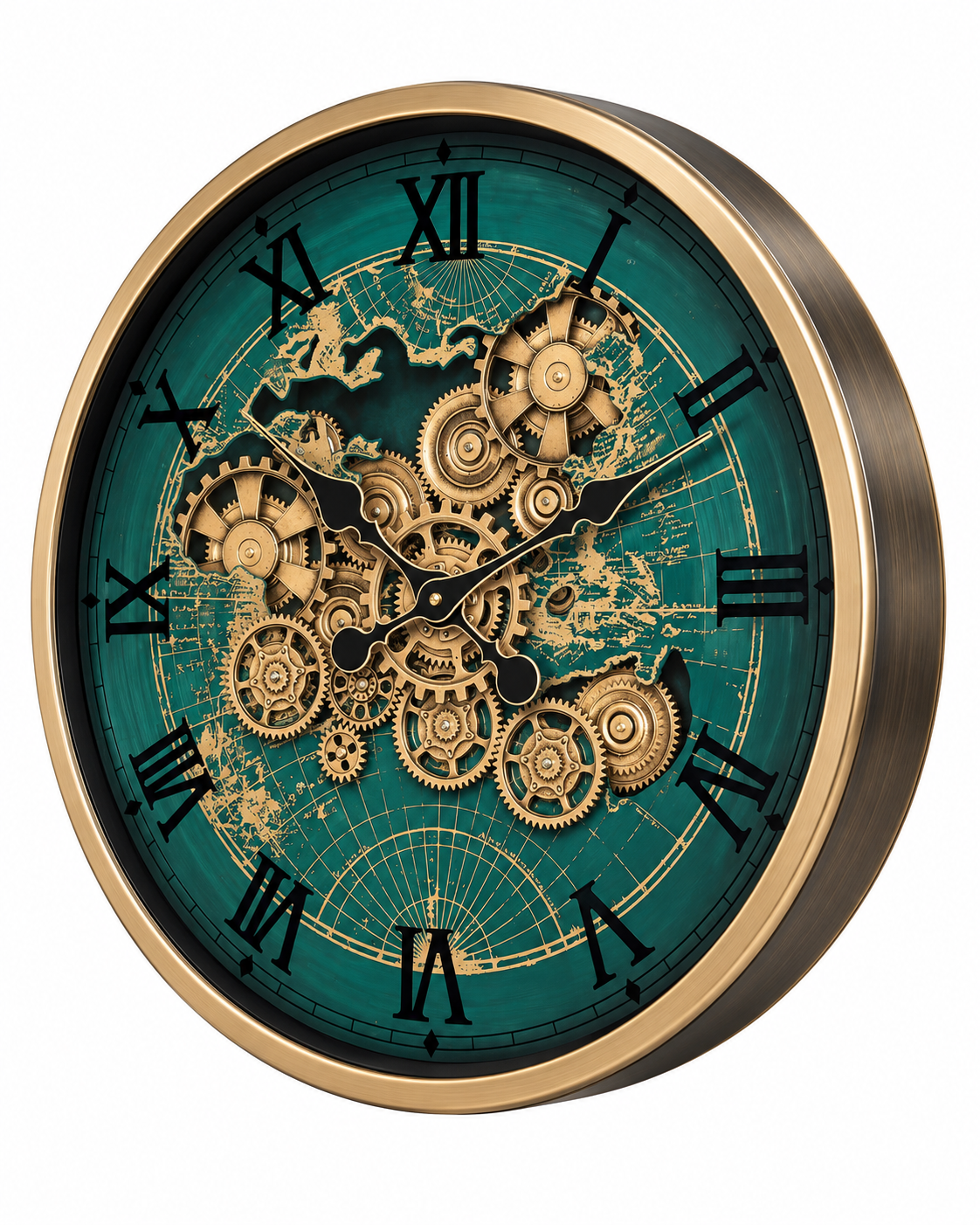 Worldline Timepiece Luxury Designer Silent Movement Wall Clock For Living Room With Moving Gear Mechanism Buy Wall Clock Online - Big (Green) (Steel Body)