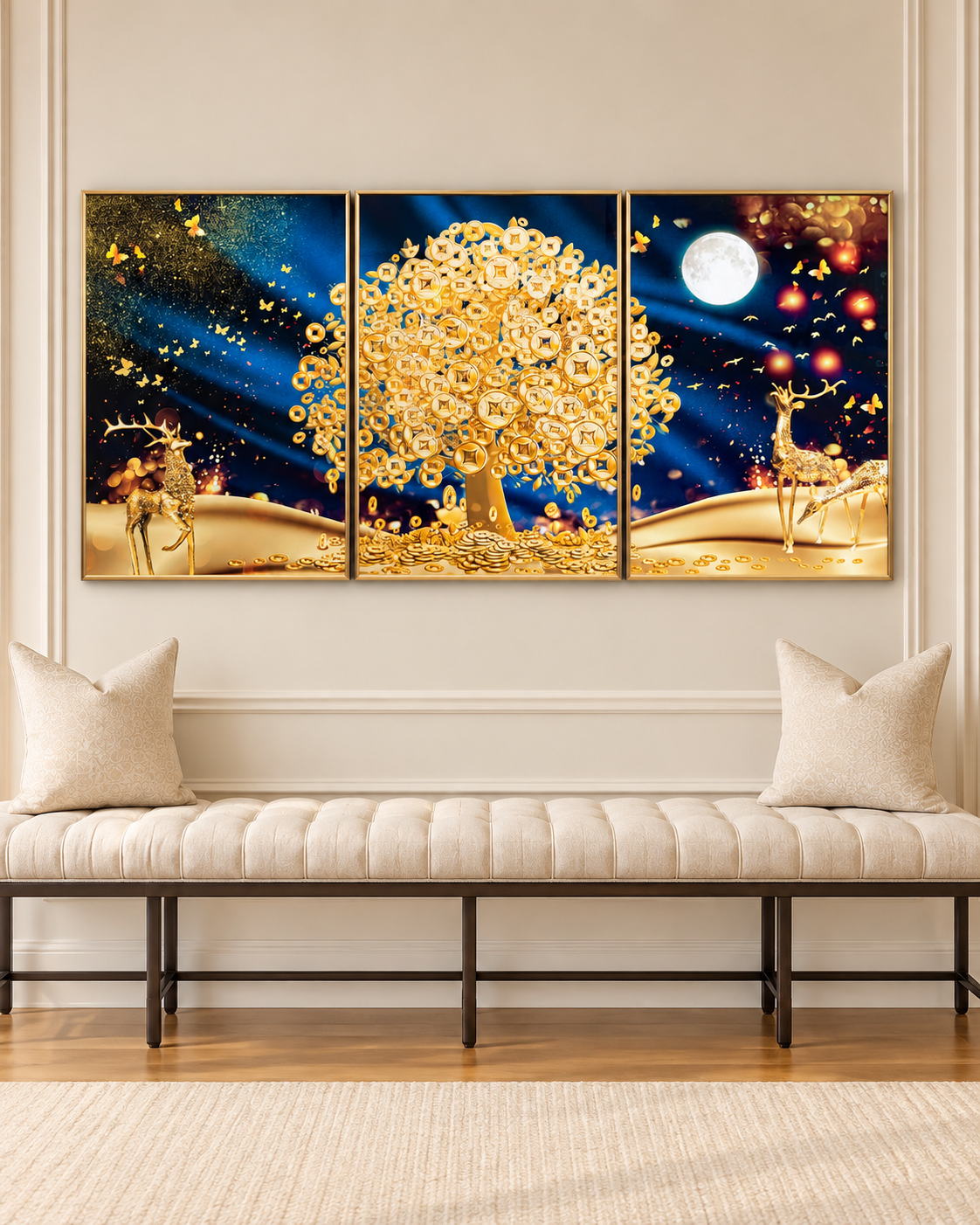 Valencia Dreamlike Framed Crystal Glass Framed Wall Paintings For Wall Decoration at Home & Wall Decoration items - Set of 3