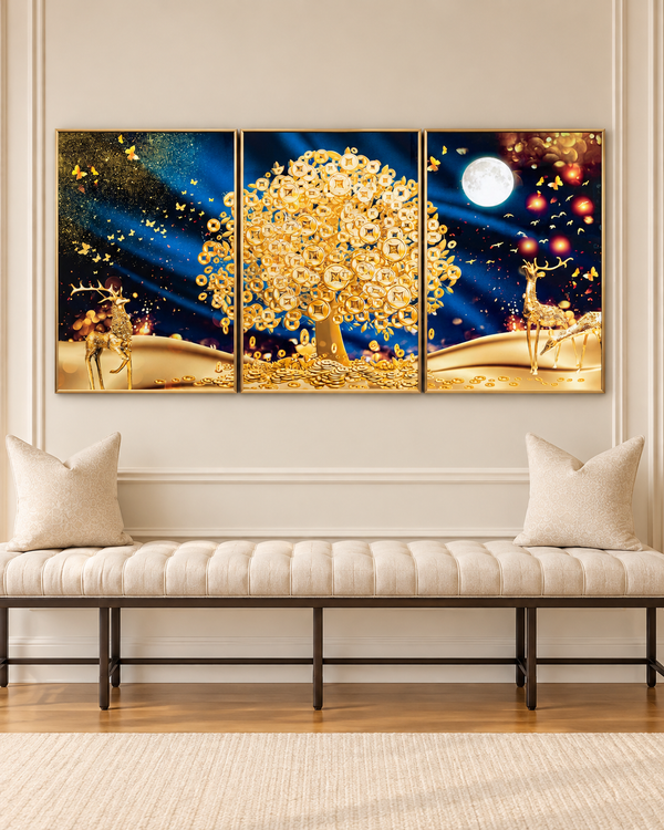 Valencia Dreamlike Framed Crystal Glass Framed Wall Paintings For Wall Decoration at Home & Wall Decoration items - Set of 3