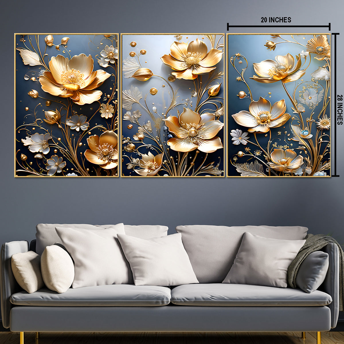 Golden Blossom Serenity Canvas Paintings