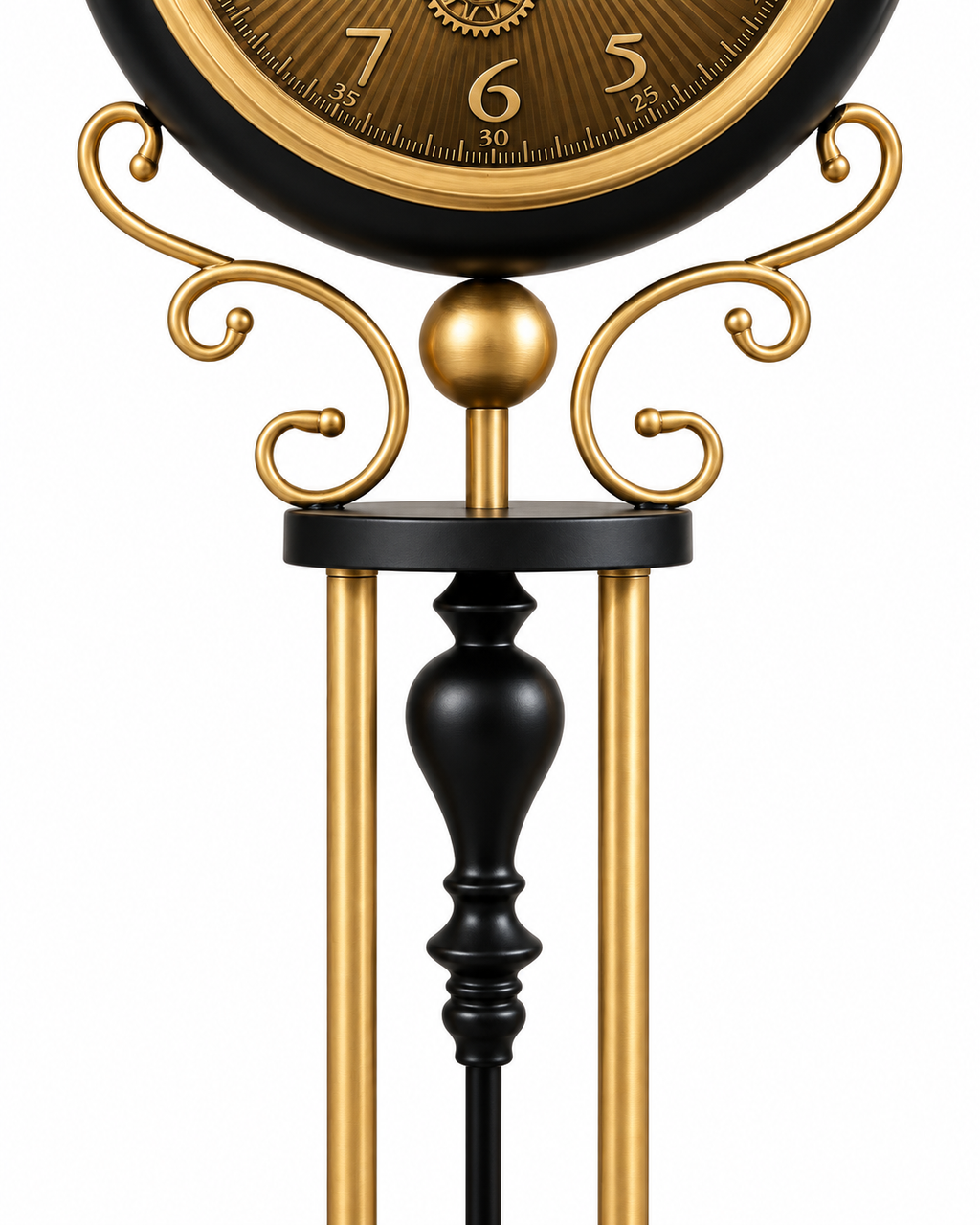 Majestic Time Luxury Designer Silent Movement Standing Clock With Moving Gear Mechanism (Steel Body)