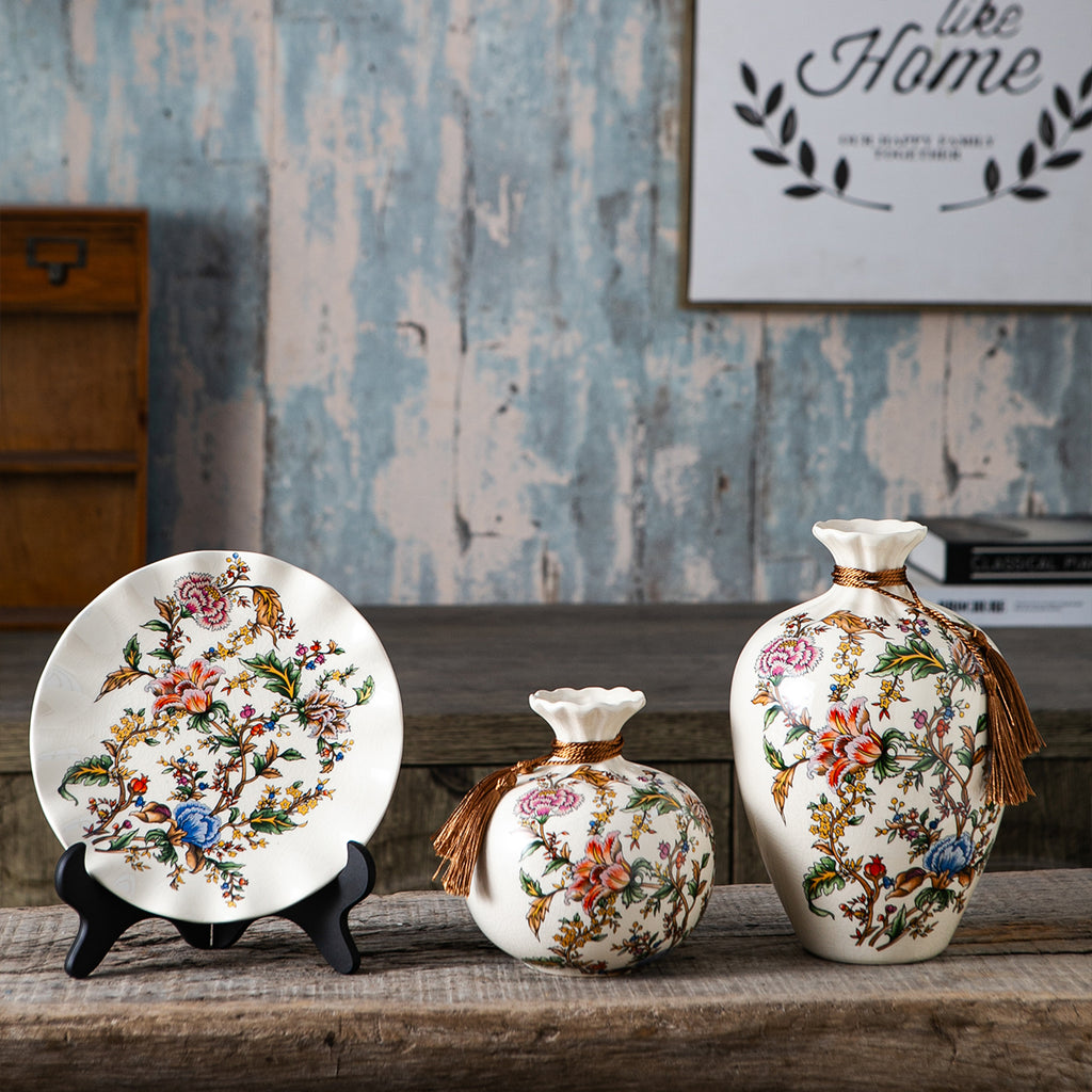 Florentine Harmony Ceramic Vase & Showpiece - Set of Three