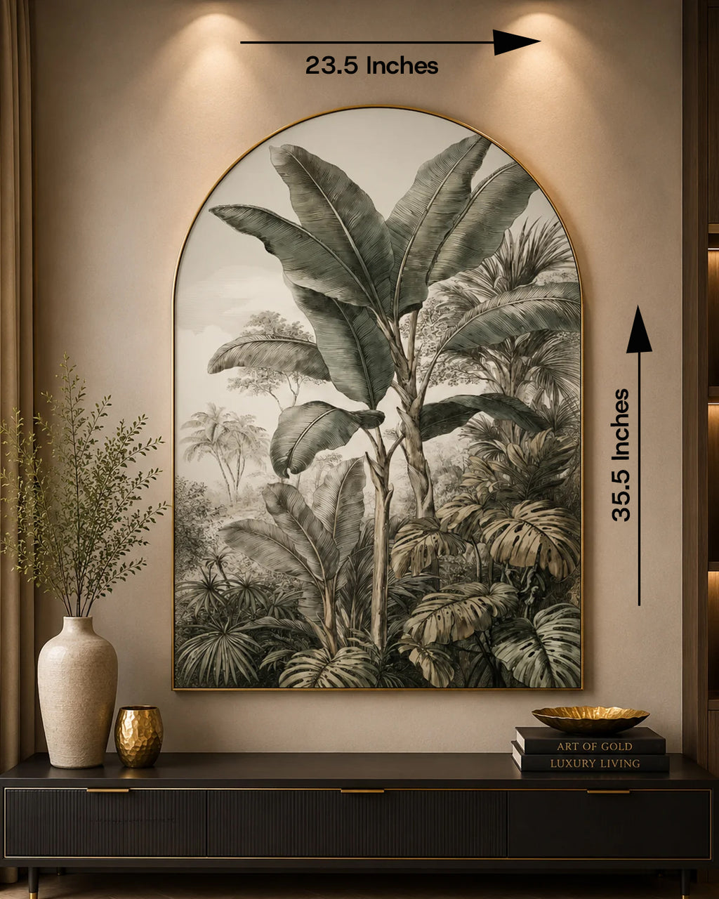 Banana Trees & Palms Embossed Wall Painting for Home & Item for Wall Decoration ( 35.5 x 23.5 Inches )