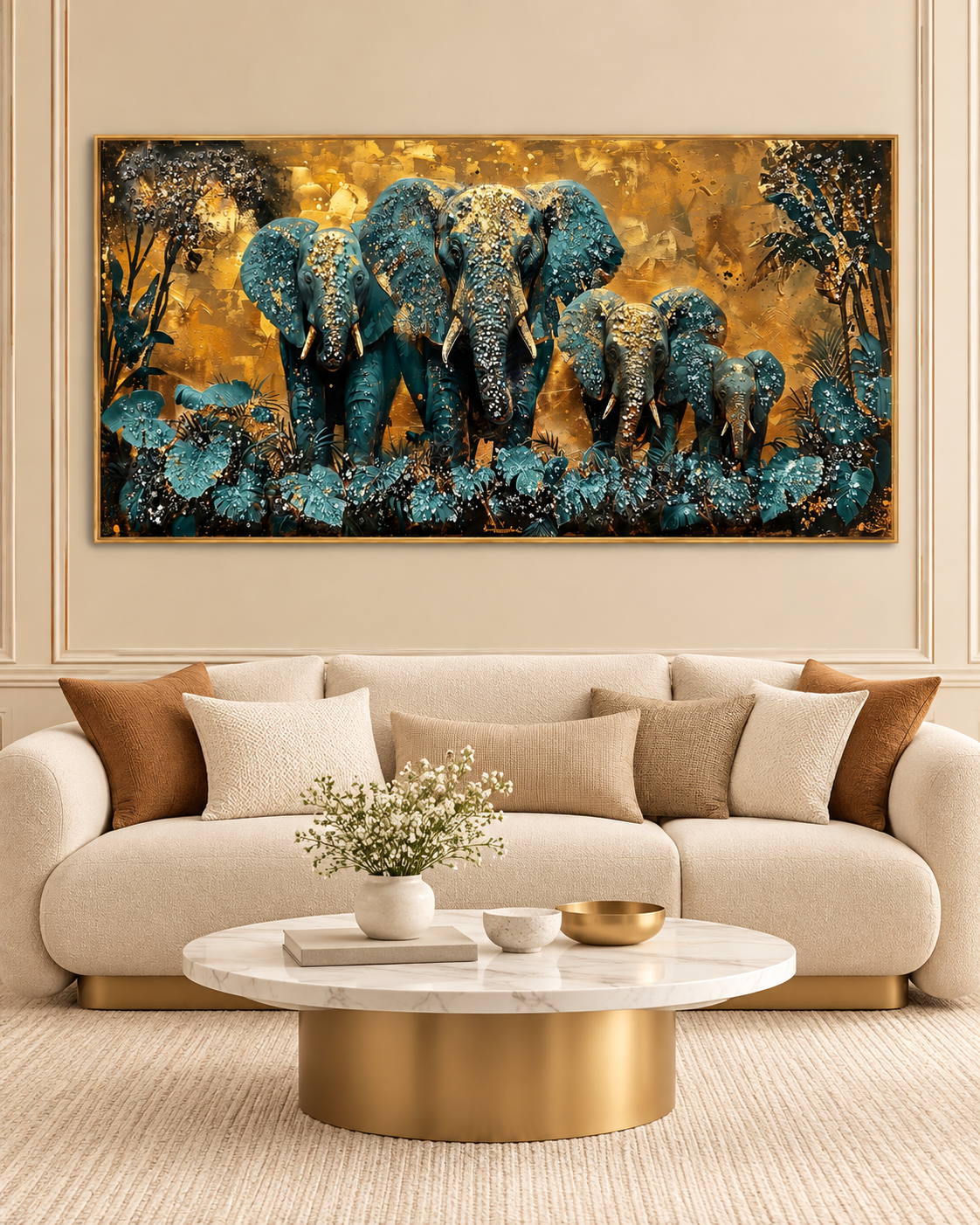 Jungle Guardians Crystal Glass Decorative Wall Painting for Home Wall