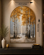 The Golden Forest Path Embossed Wall Painting for Home & Item for Wall Decoration ( 35.5 x 23.5 Inches )