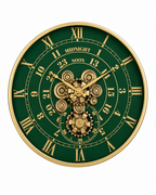 Mystic Motion Luxury Designer Silent Movement Wall Clock For Living Room With Moving Gear Mechanism - Big (Green) (Steel Body)