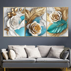 Floral Feather Elegance  Canvas Paintings