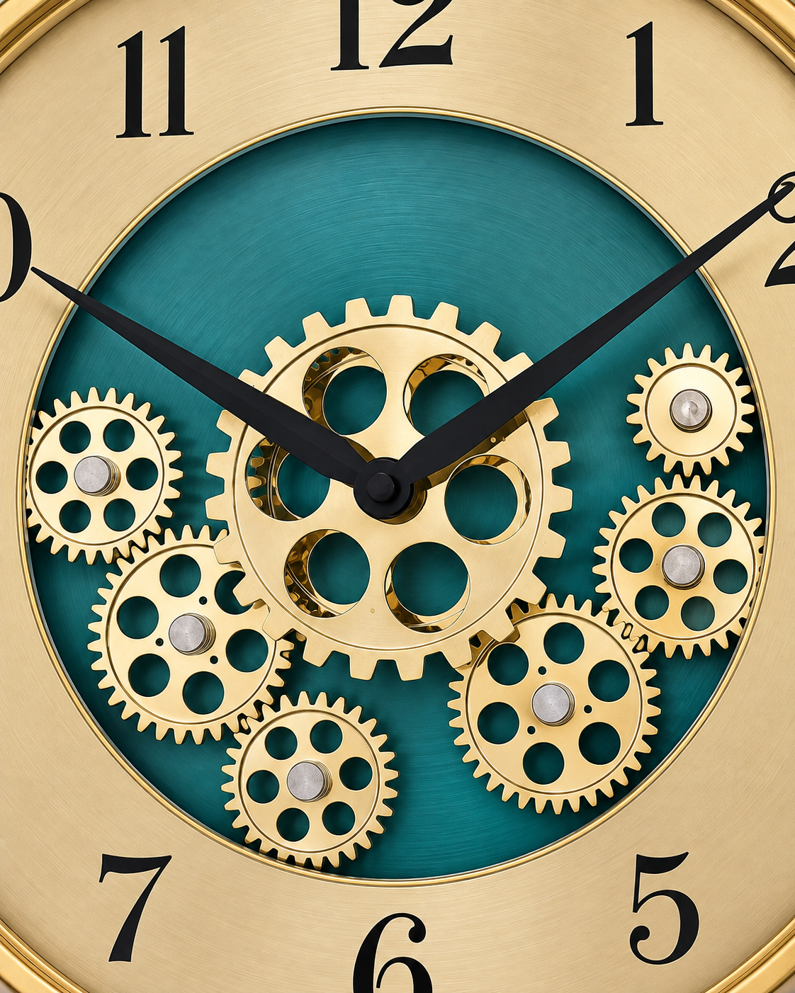 Orion Timekeeper Tripod Base Luxury Designer Silent Movement Standing Clock With Moving Gear Mechanism