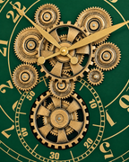 Mystic Motion Luxury Designer Silent Movement Wall Clock For Living Room With Moving Gear Mechanism - Big (Green) (Steel Body)