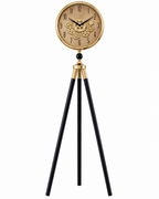 Momentum Dial Tripod Base Luxury Designer Silent Movement Standing Clock With Moving Gear Mechanism  - Rose Gold (With Light & Remote)