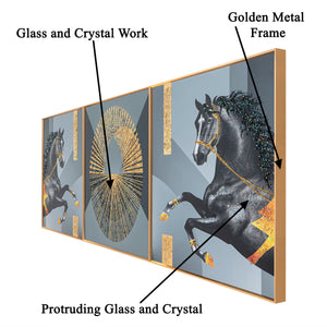 Luminescent Equine Charms Crystal Glass Painting - Set of 3