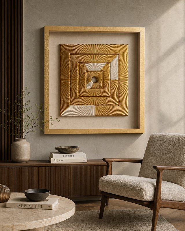 Golden Vortex Shadow Box for Wall Decoration