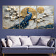 Lunar Peacock Canvas Print for Home - Set Of 3