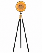 Momentum Dial Tripod Base Luxury Designer Silent Movement Standing Clock With Moving Gear Mechanism  - Rose Gold (With Light & Remote)