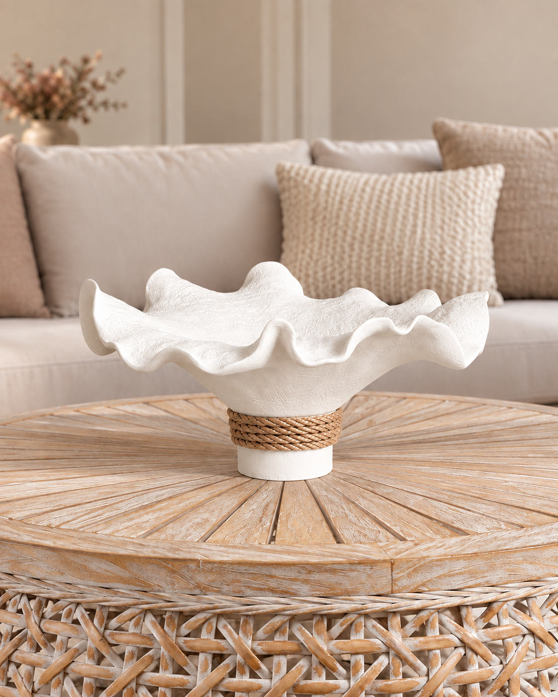 Seashell Wave Decorative Bowl & Item for Home Deocoration - White