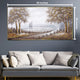 Winter Woodland Hand Paintings for Home (Comes With an Outer Floater Frame) (28x55 Inches)