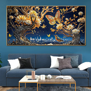 Floral Night Fantasy Crystal Glass Painting & Wall Decoration Items