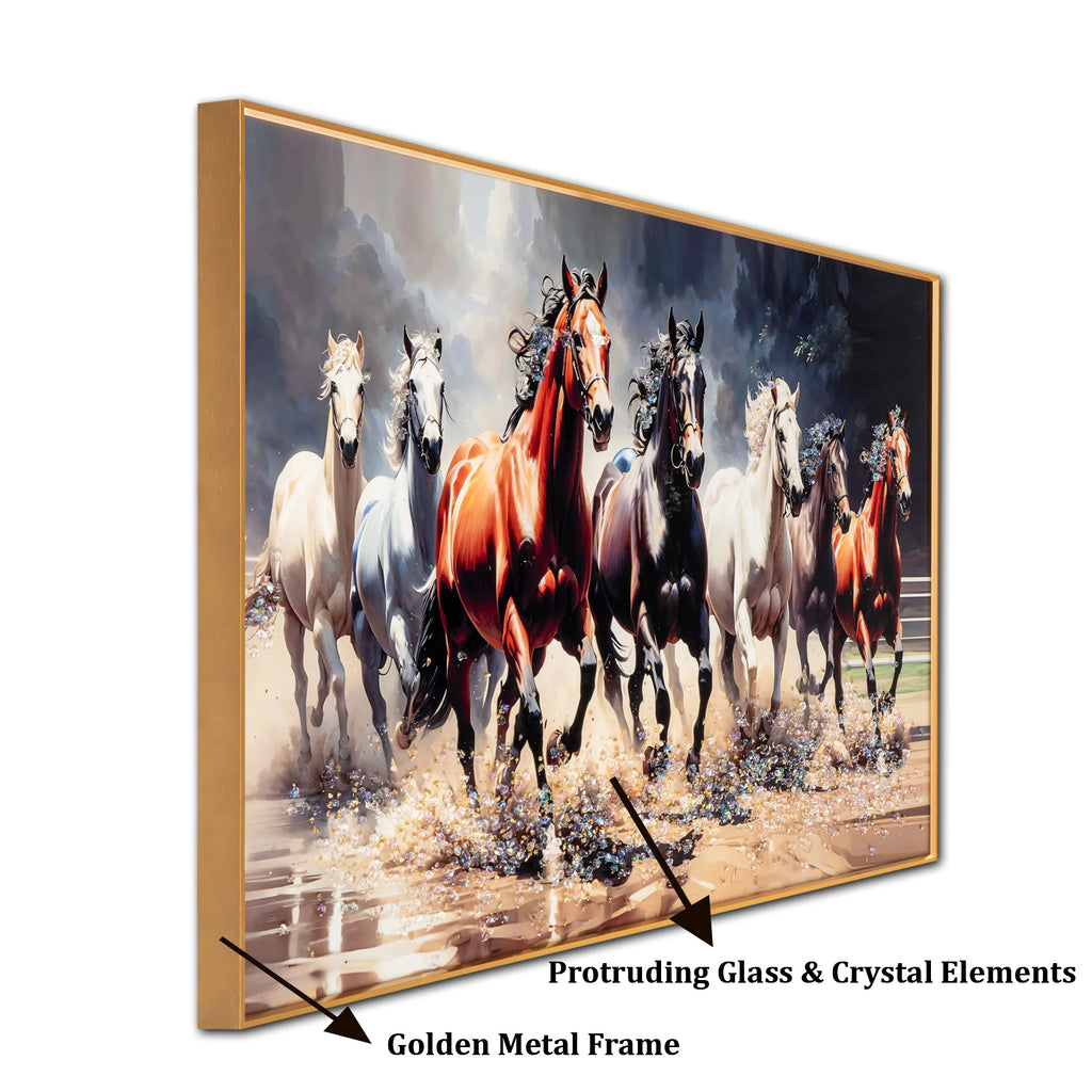 Triumph of The Seven Running Horse Crystal Glass Wall painting Bedroom