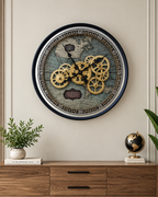 Timeless Tradition Luxury Designer Wall Clock For Living Room With Moving Gear Mechanism Buy Wall Clock Online - Medium (Steel Body)