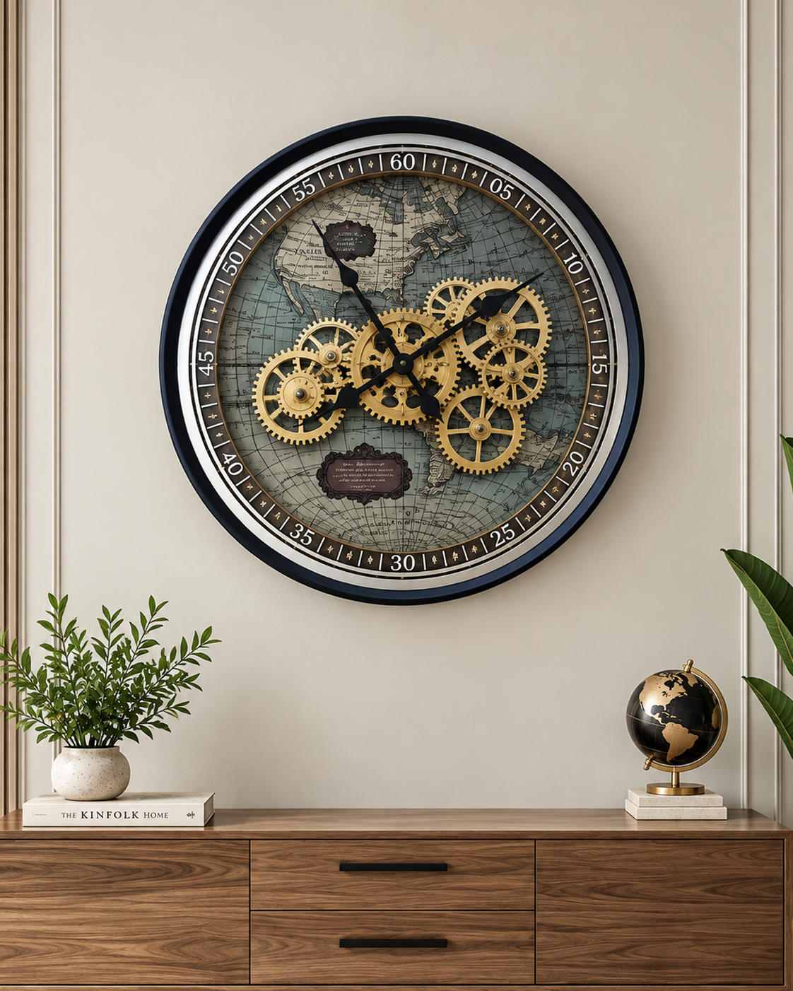 Timeless Tradition Luxury Designer Wall Clock For Living Room With Moving Gear Mechanism Buy Wall Clock Online - Medium (Steel Body)