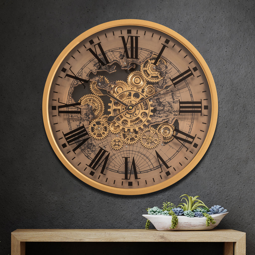 Phantom Dial Luxury Designer Watches Wall Clock For Living Room With Moving Gear Mechanism Buy Wall Clock Online - Medium (Steel Body)