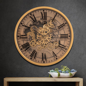 Phantom Dial Luxury Designer Watches Wall Clock For Living Room With Moving Gear Mechanism Buy Wall Clock Online - Medium (Gold) (Steel Body)