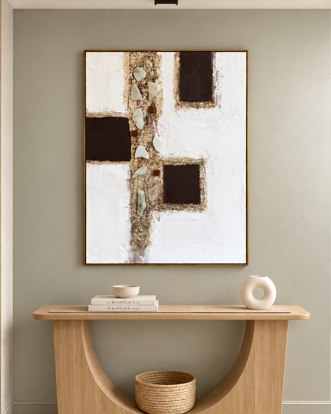 Fragments in Motion 100% Hand Wall Painting For Home (outer Floater Frame ) (47 x 35.5 Inches)
