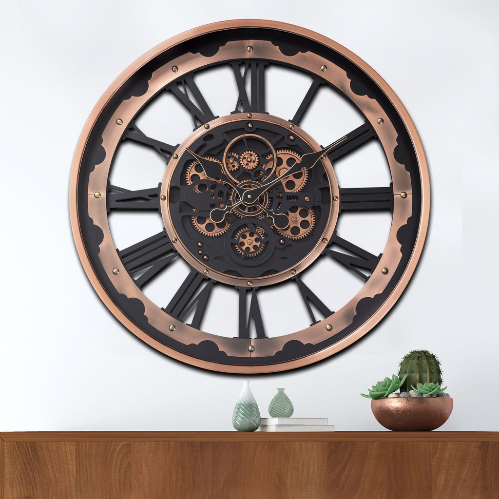 Velvet Time Luxury Designer Wall clocks for the Home With Moving Gear Mechanism Buy Wall Clock Online (Steel Body)