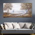Winter Woodland Hand Paintings for Home (Comes With an Outer Floater Frame) (28x55 Inches)