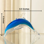 Ocean Leap Glass Dolphin Handblown Glass Showpiece & Items for Room Decoration - Blue