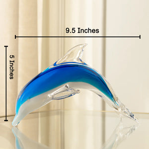 Ocean Leap Glass Dolphin Handblown Glass Showpiece & Items for Room Decoration - Blue