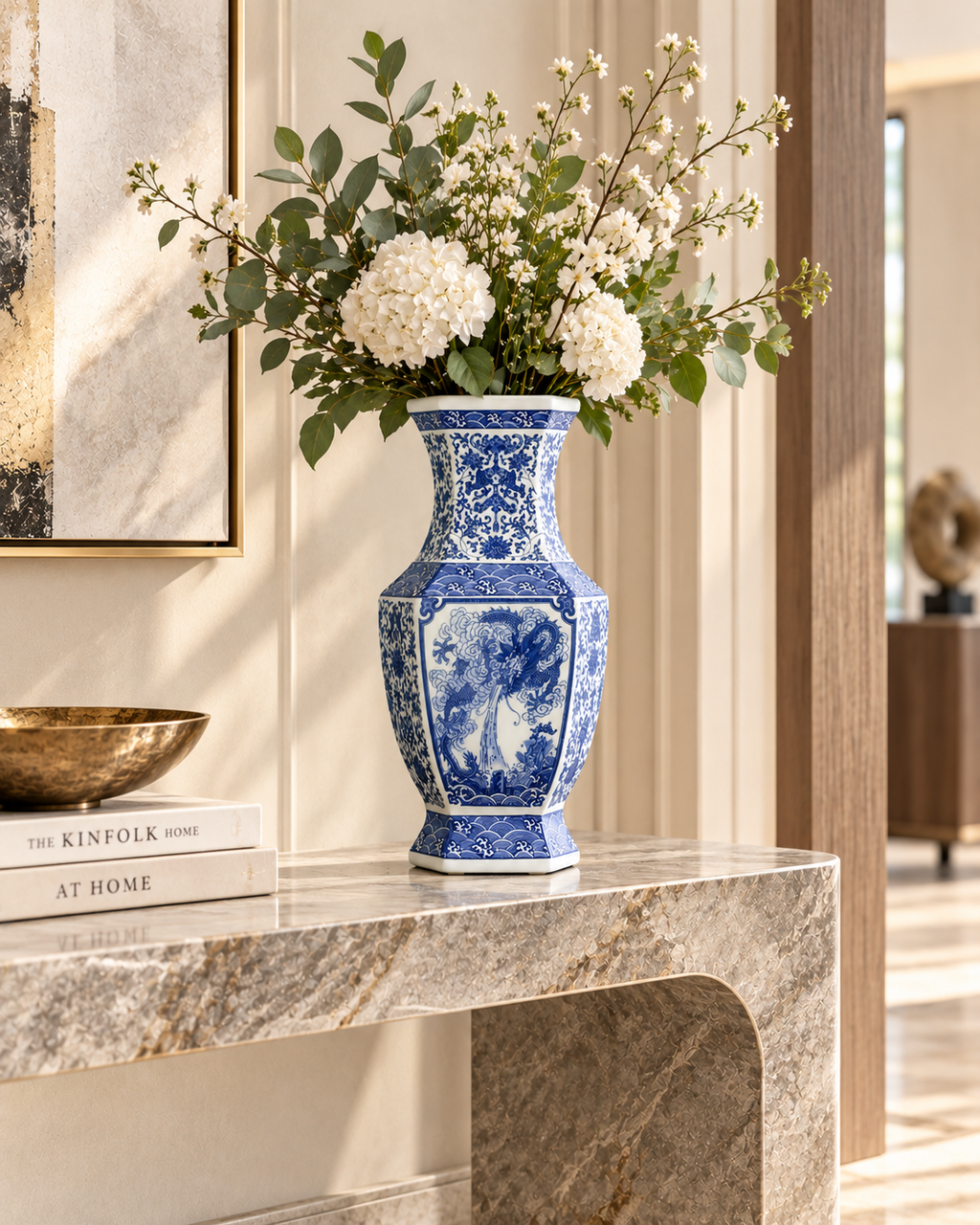 Dragon Cloud Decorative Vase & Showpiece for Home & Item for Home Decoration (Blue Pottery)