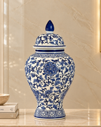 Celestial Blossom Decorative Vase For Home & Item for Home Decoration (Blue Pottery )