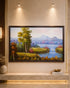 Peaceful Waterfall Valley 100% Hand Painted Wall Art Paintings for Home & Item for Wall Decoration ( 47 x 23.5 Inches )