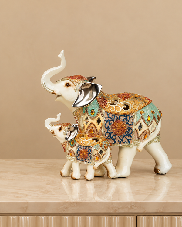 The Agra Royal Elephant Table Decoration Showpiece - Pair