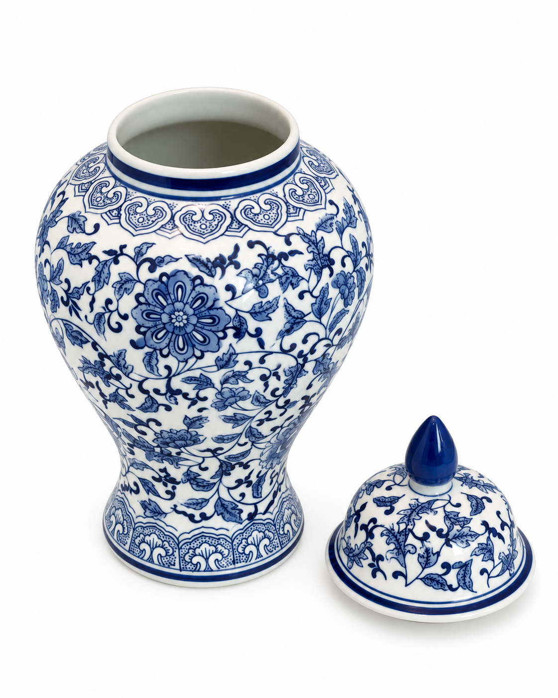 Celestial Blossom Decorative Vase For Home & Item for Home Decoration (Blue Pottery )
