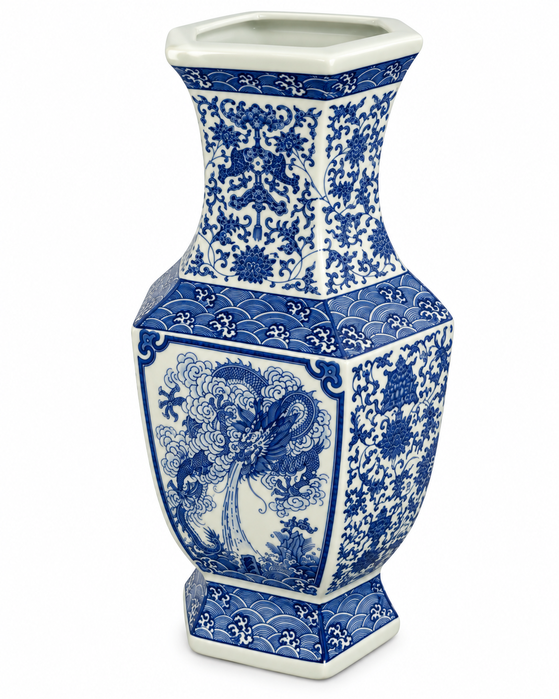 Dragon Cloud Decorative Vase & Showpiece for Home & Item for Home Decoration (Blue Pottery)