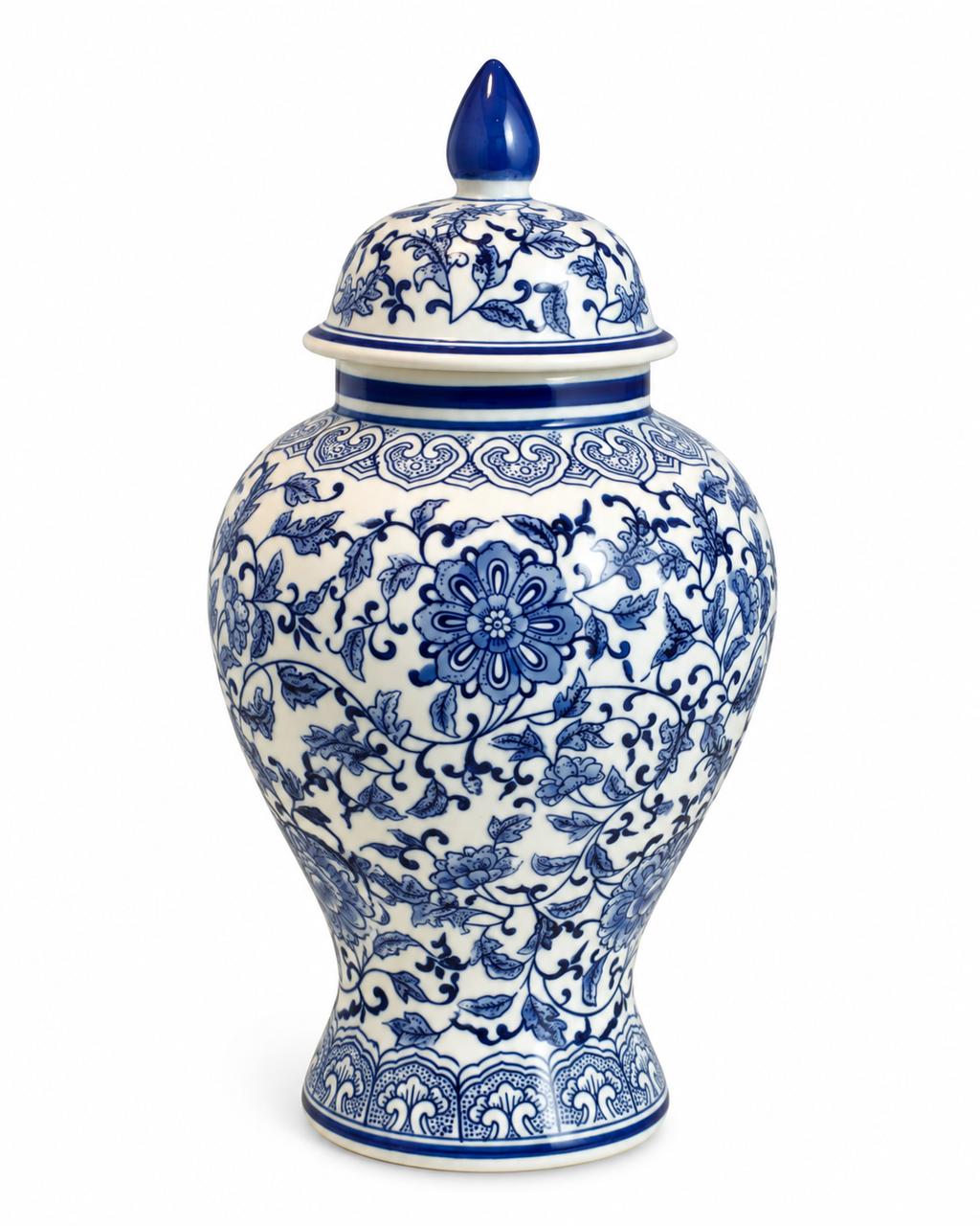 Celestial Blossom Decorative Vase For Home & Item for Home Decoration (Blue Pottery )