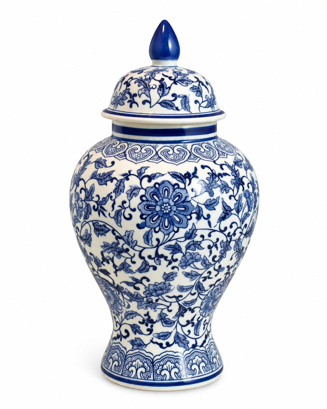 Celestial Blossom Decorative Vase For Home & Item for Home Decoration (Blue Pottery )