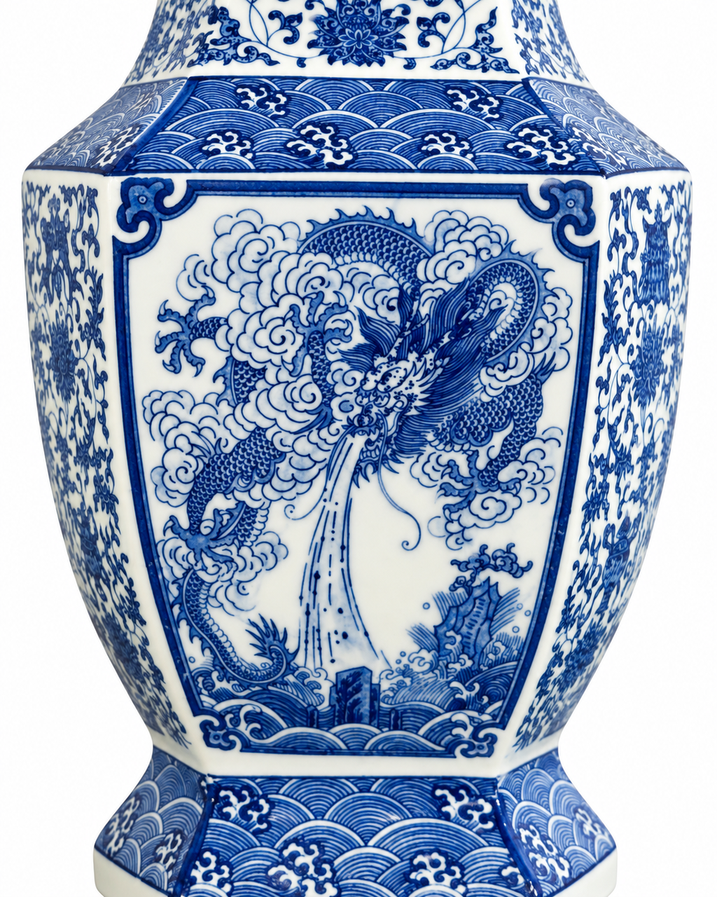 Dragon Cloud Decorative Vase & Showpiece for Home & Item for Home Decoration (Blue Pottery)