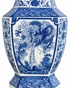 Dragon Cloud Decorative Vase & Showpiece for Home & Item for Home Decoration (Blue Pottery)